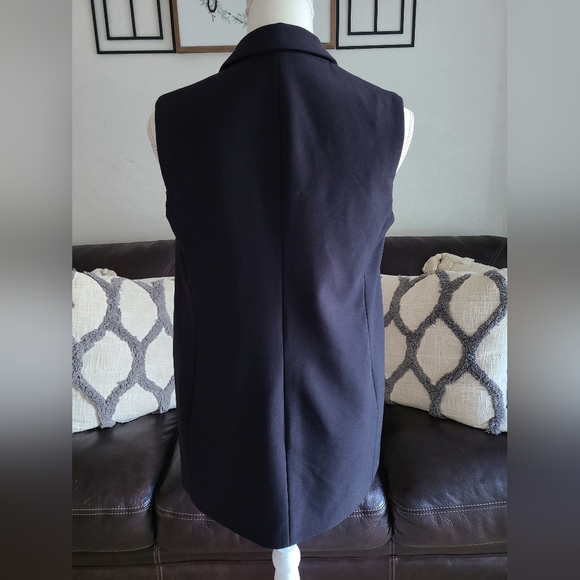 EXPRESS Black Sleeveless Mid Length Collared Vest Women's Size S Classic - Picture 6 of 11